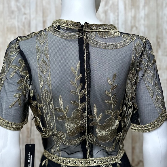 Haute Monde Black & Gold Embroidered Romper NWT [CL2] - Picture 7 of 12